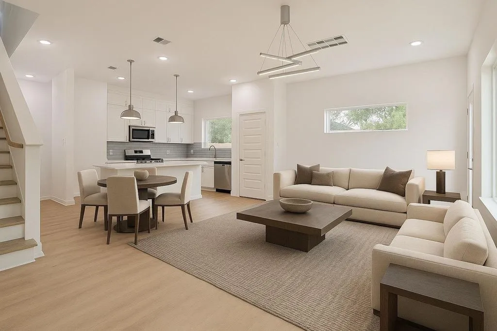 Living and kitchen area in the completed Julianah Estates home